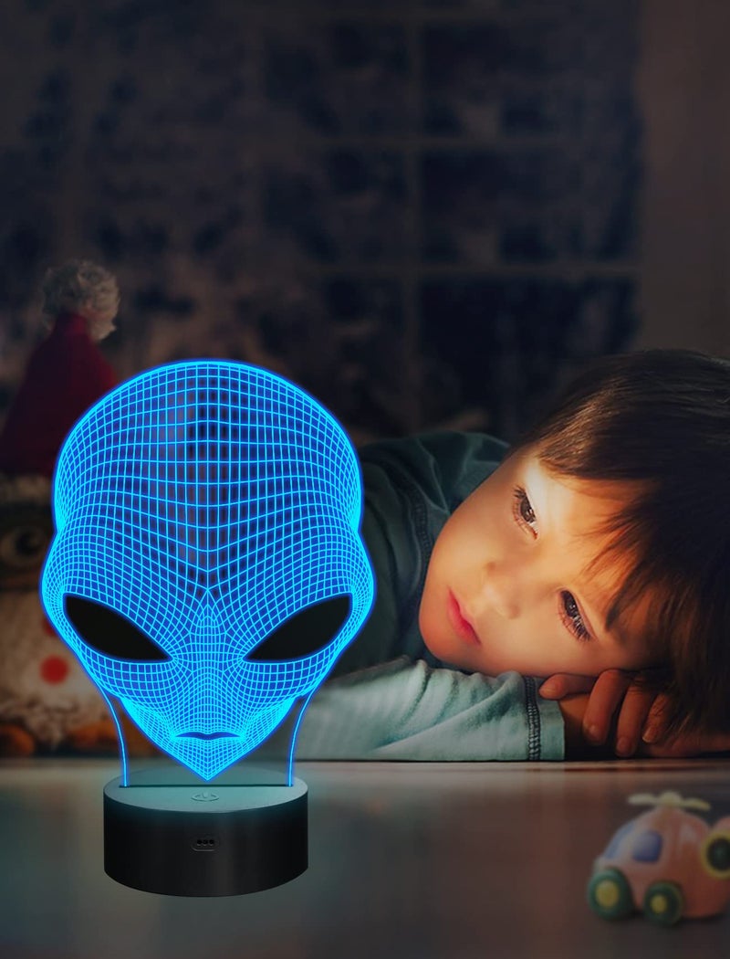 FULLOSUN 3D Night Light Alien Illusion Lamp, LED Martian ET Nightlight with Remote Control 16 Colors Changing Room Home Decor Xmas Cool Birthday Gifts for Boys Girls - Image 3